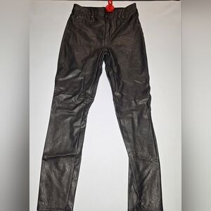 Spanx Women's Black Pull-On Skinny Ankle Faux-Leather Pants Size Small